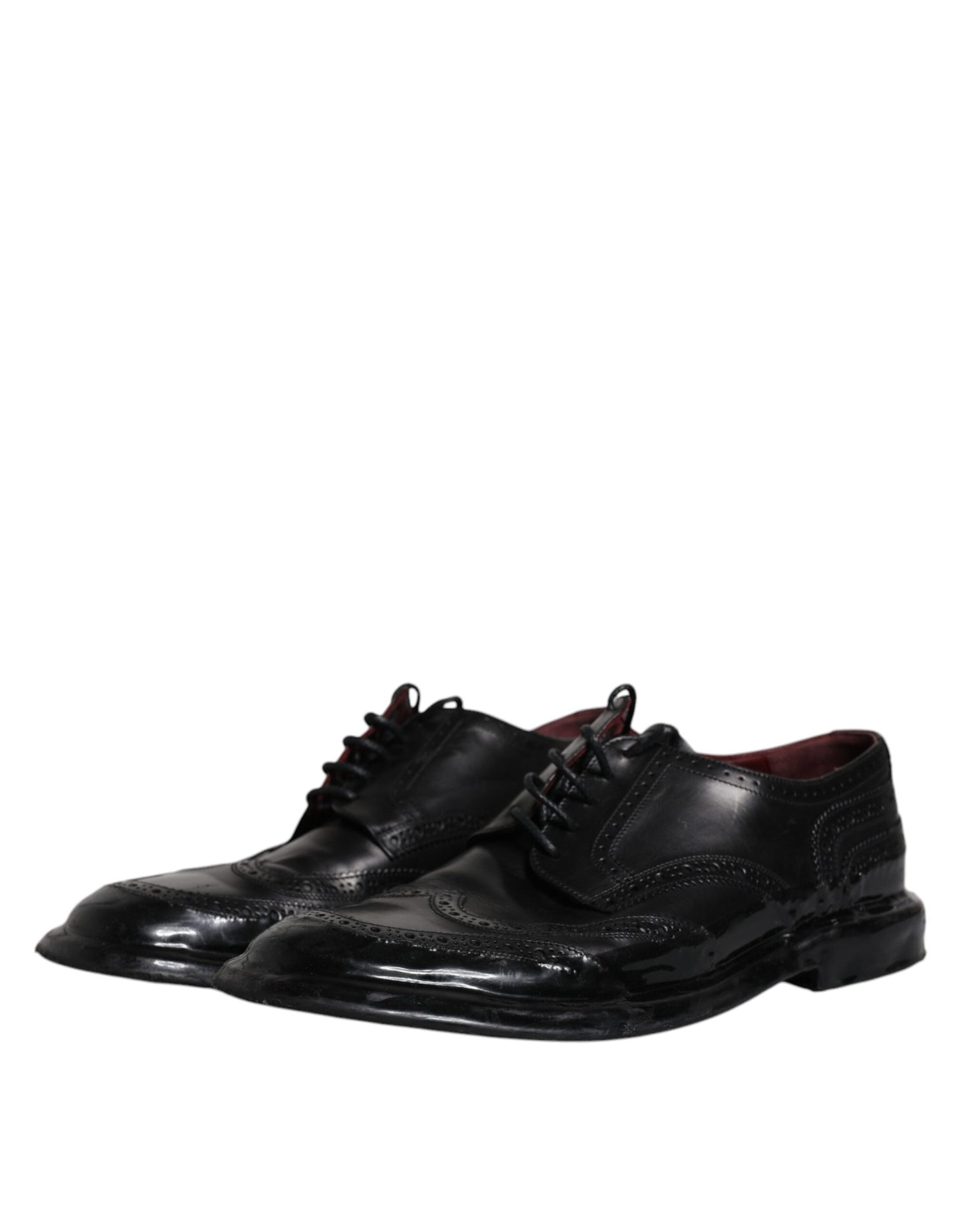 Dolce & Gabbana Black Leather Derby Wingtip Formal Shoes EU42 / US9