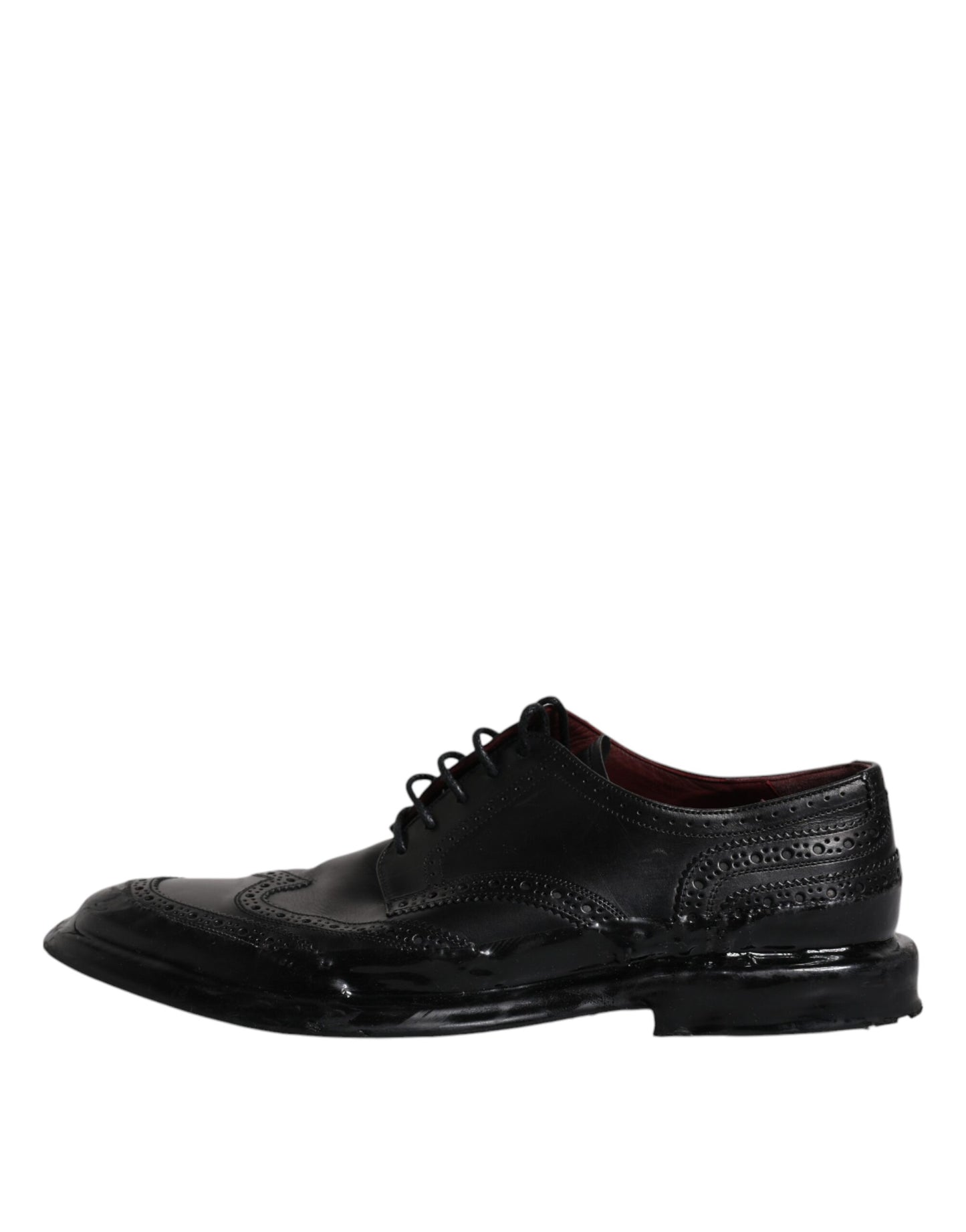 Dolce & Gabbana Black Leather Derby Wingtip Formal Shoes EU42 / US9