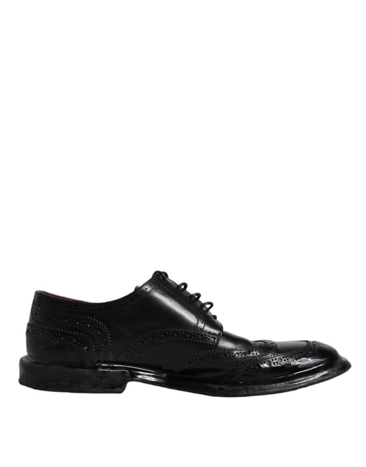 Dolce & Gabbana Black Leather Derby Wingtip Formal Shoes EU42 / US9