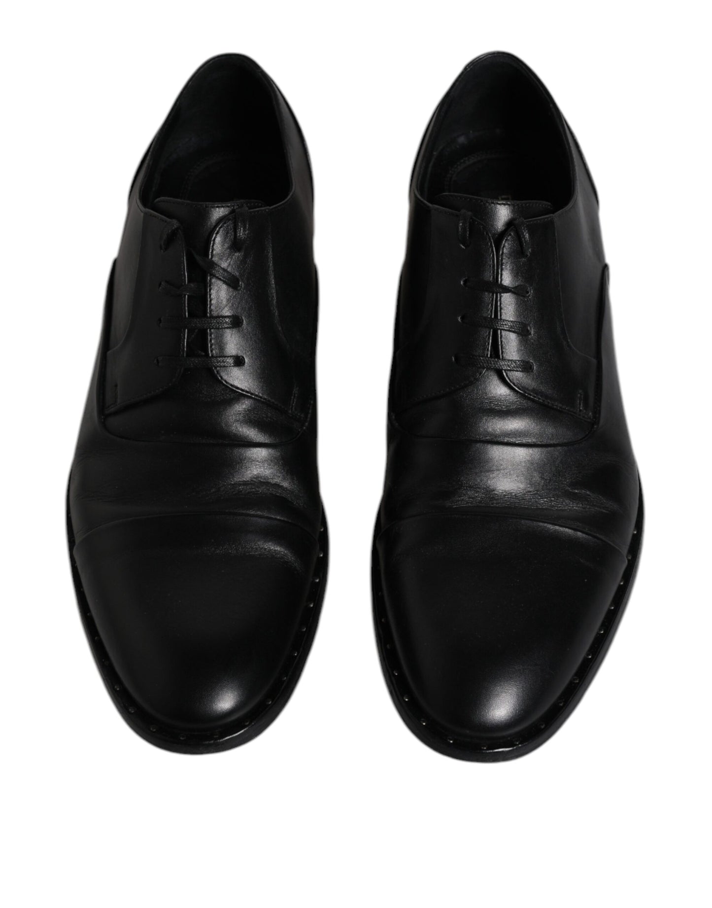 Dolce & Gabbana Black Leather Lace Up Men Derby Formal Shoes EU41 / US8