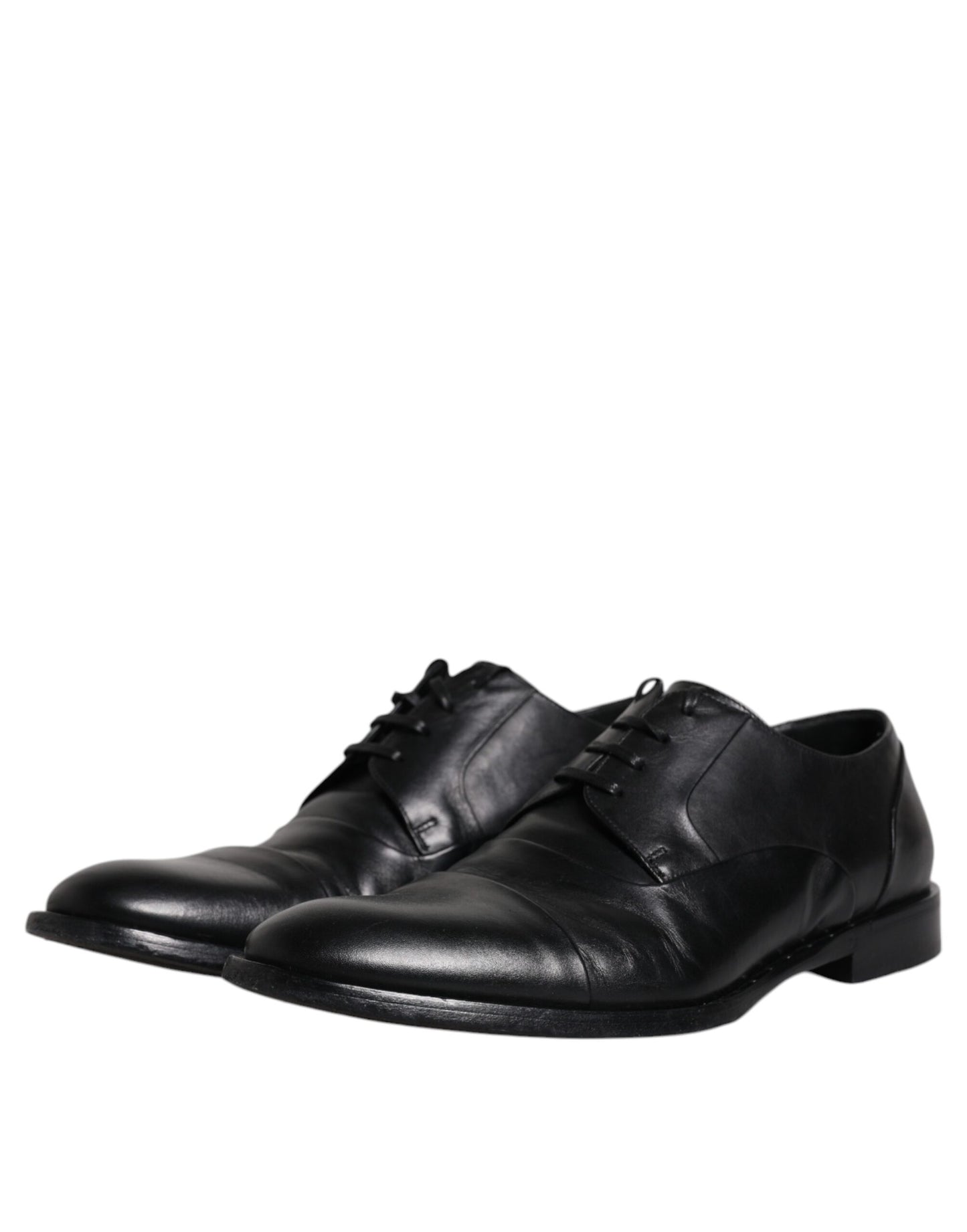 Dolce & Gabbana Black Leather Lace Up Men Derby Formal Shoes EU41 / US8