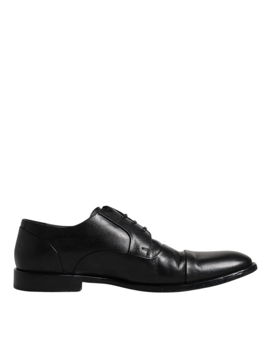 Dolce & Gabbana Black Leather Lace Up Men Derby Formal Shoes EU41 / US8