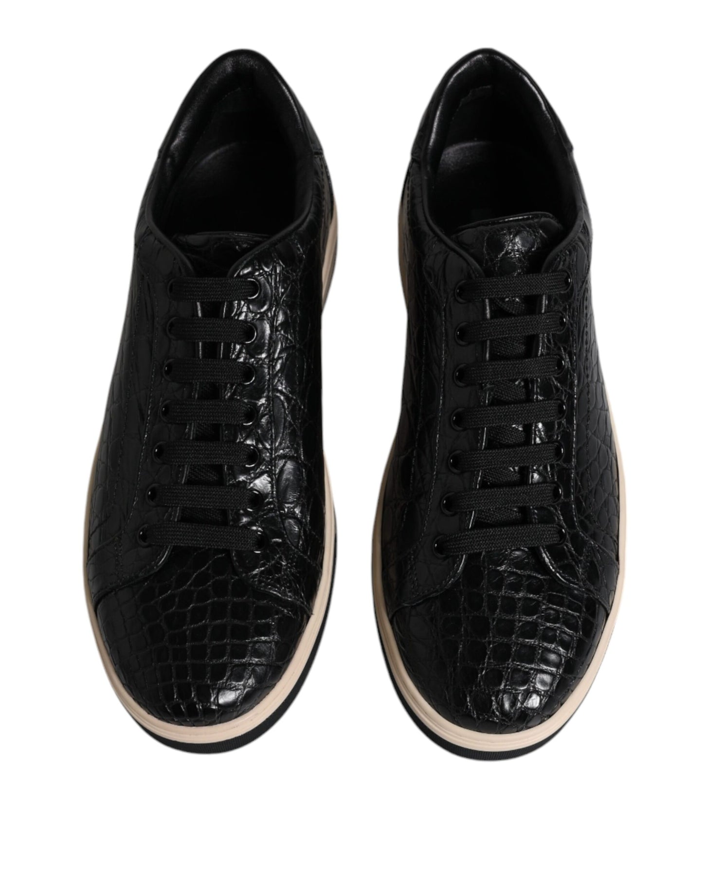 Dolce & Gabbana Black Leather Low Top Men Sneakers Shoes EU42 / US9