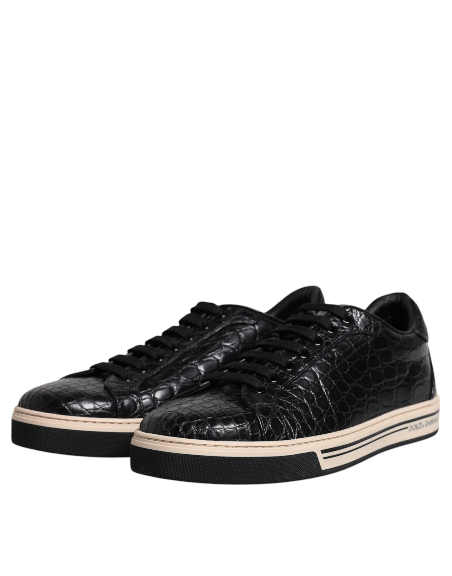 Dolce & Gabbana Black Leather Low Top Men Sneakers Shoes EU42 / US9