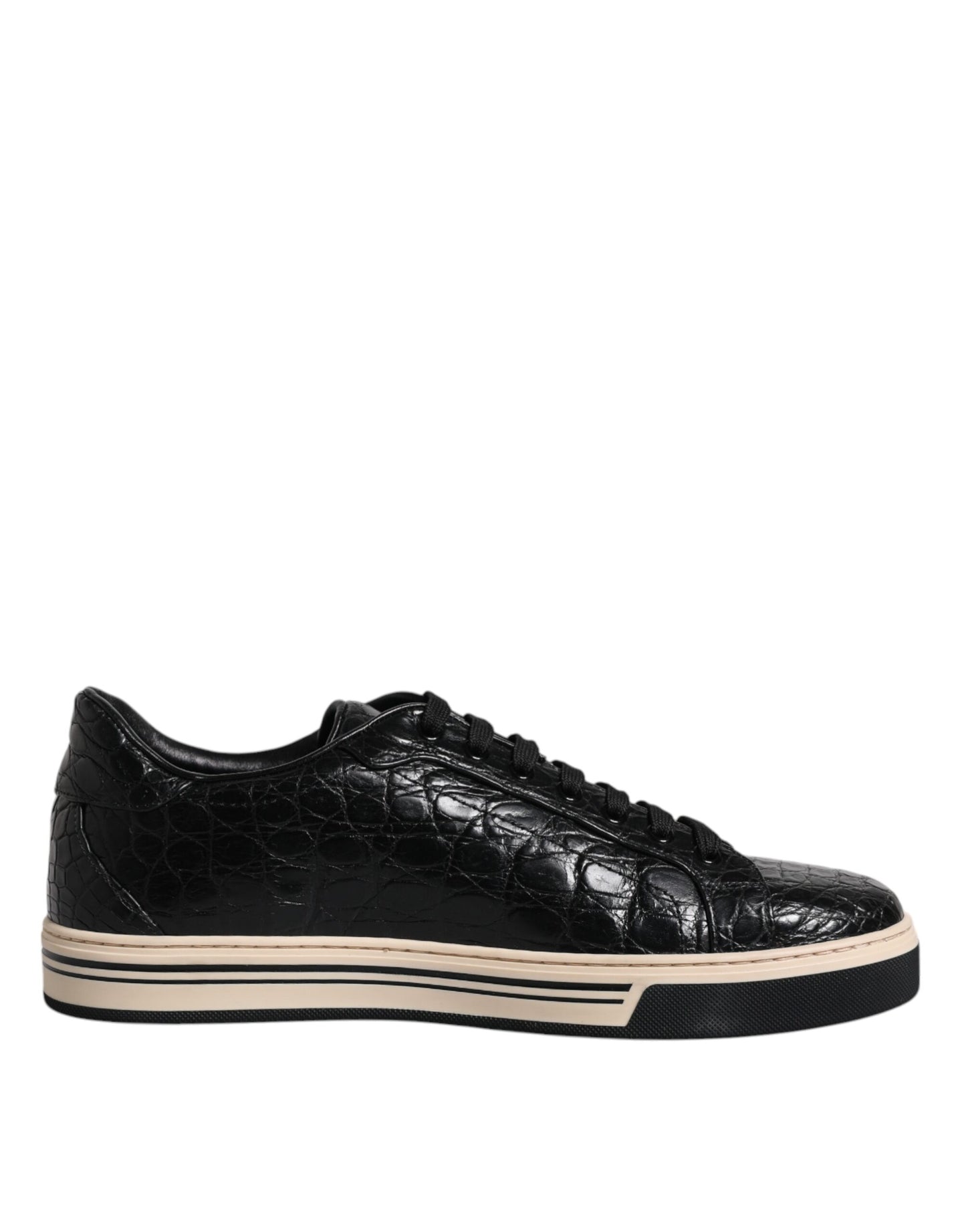 Dolce & Gabbana Black Leather Low Top Men Sneakers Shoes EU42 / US9