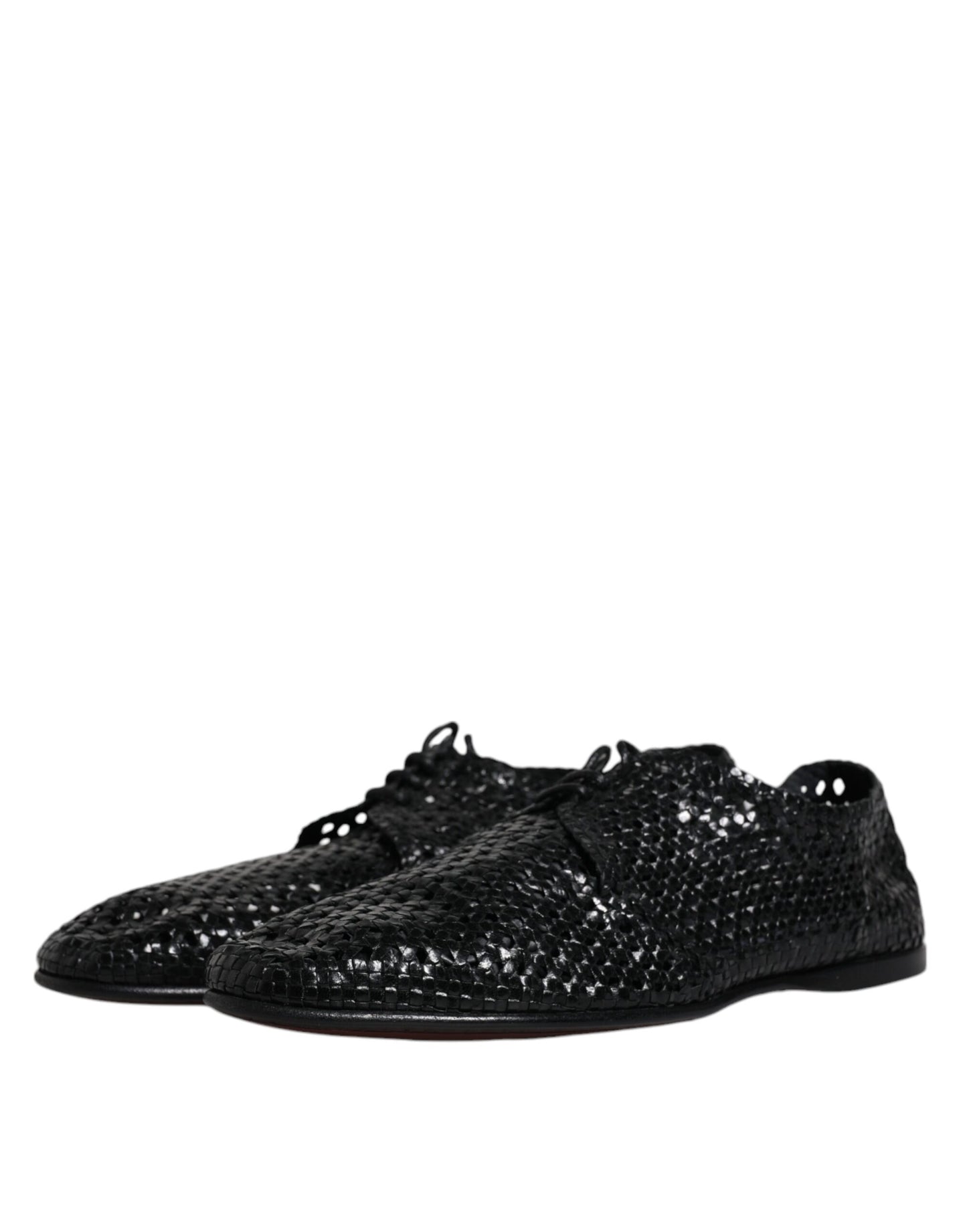 Dolce & Gabbana Black Woven Leather Lave Up Derby Shoes EU43 / US10