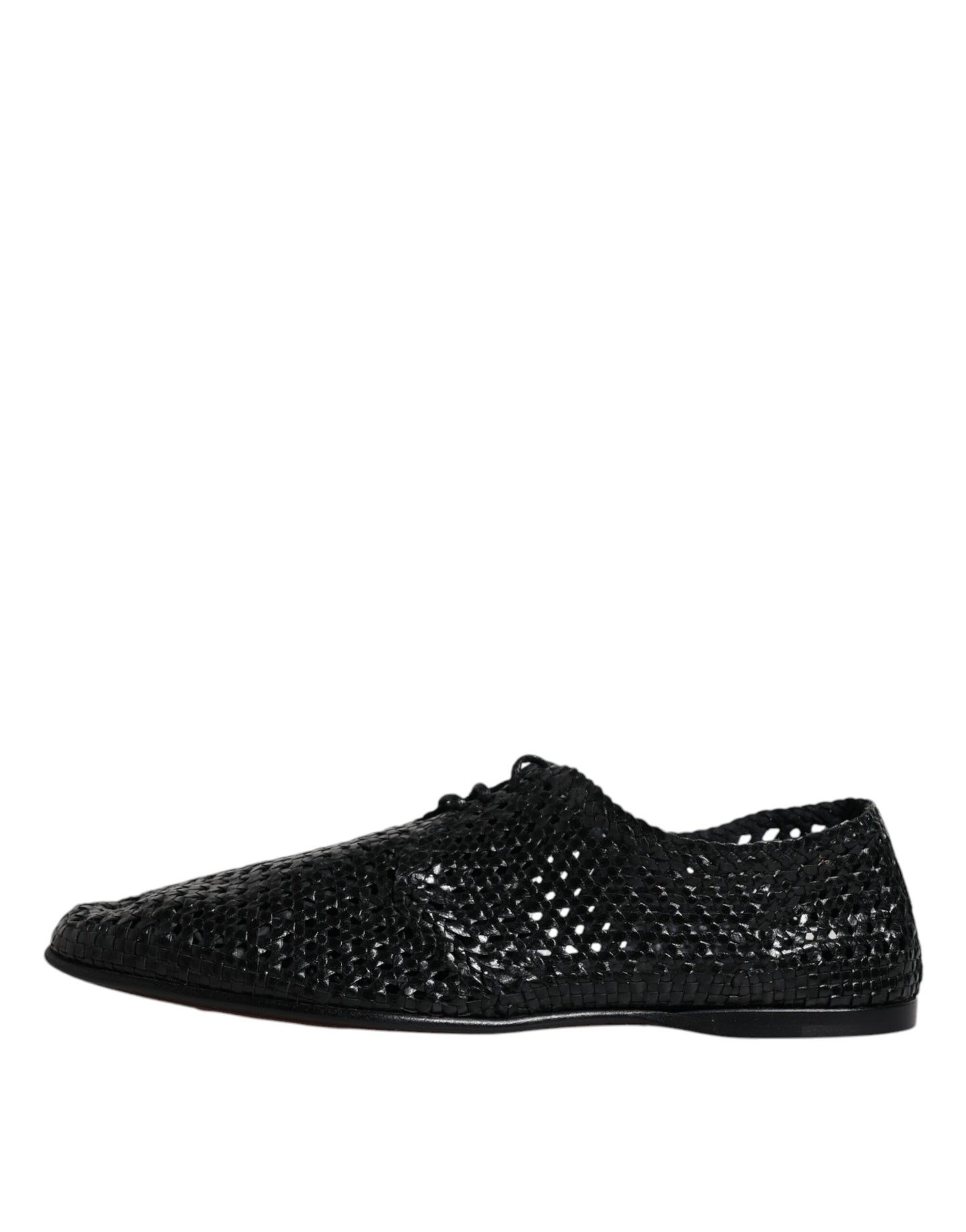 Dolce & Gabbana Black Woven Leather Lave Up Derby Shoes EU43 / US10