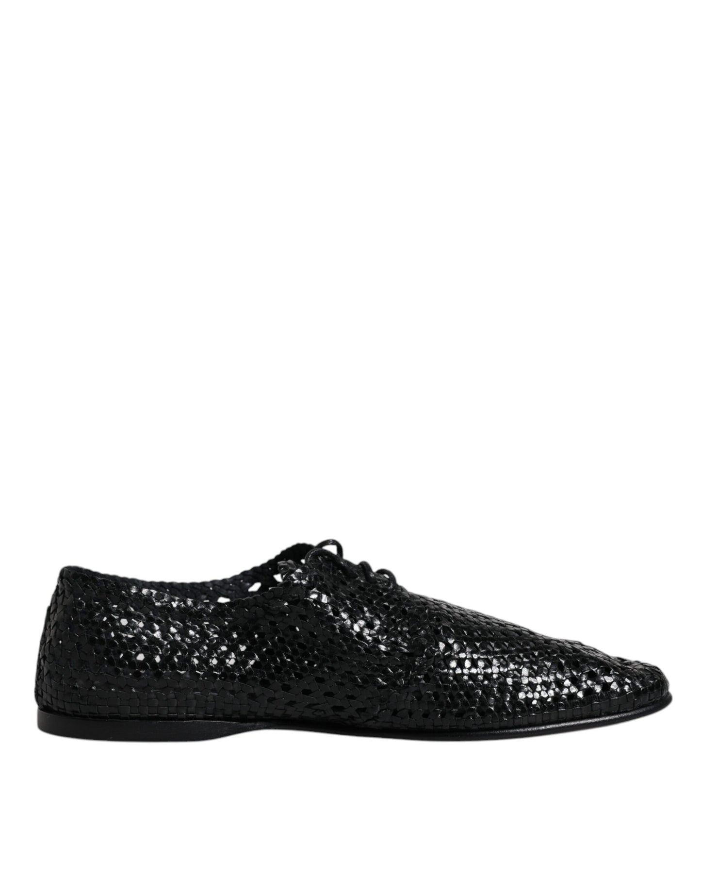 Dolce & Gabbana Black Woven Leather Lave Up Derby Shoes EU43 / US10