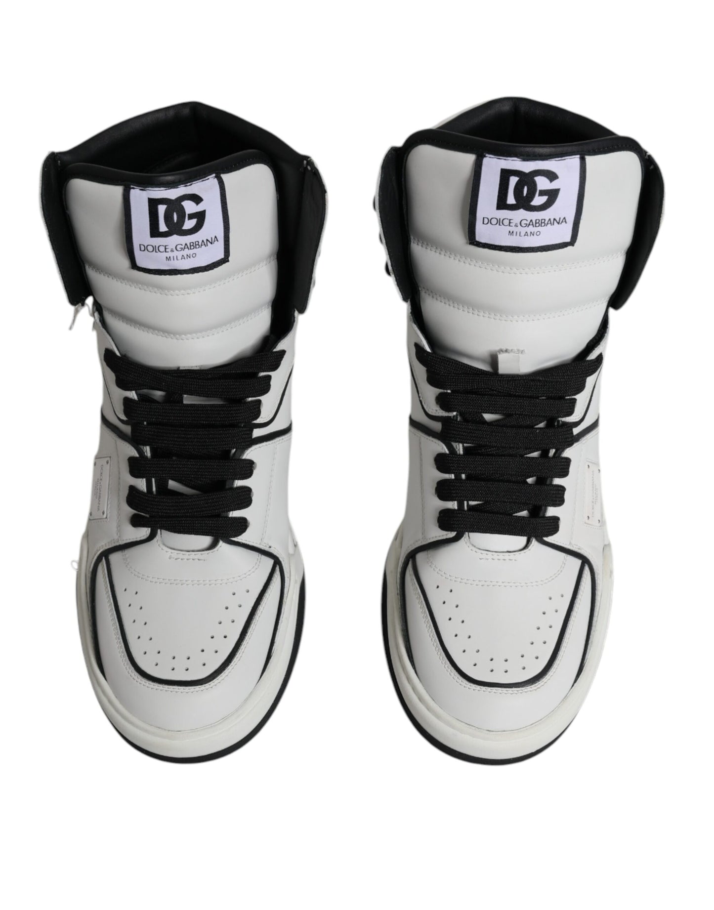 Dolce & Gabbana White Leather High Top Men Sneakers Shoes EU44 / US11