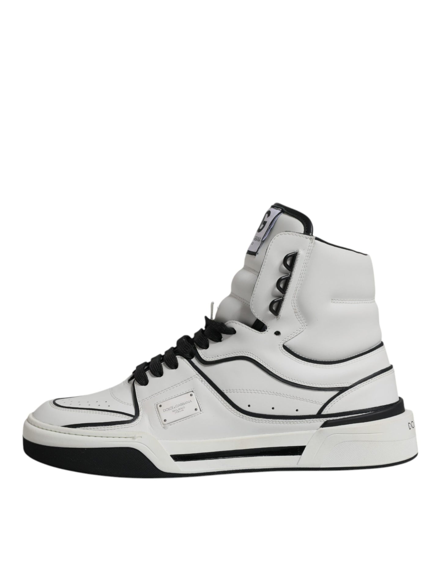 Dolce & Gabbana White Leather High Top Men Sneakers Shoes EU44 / US11