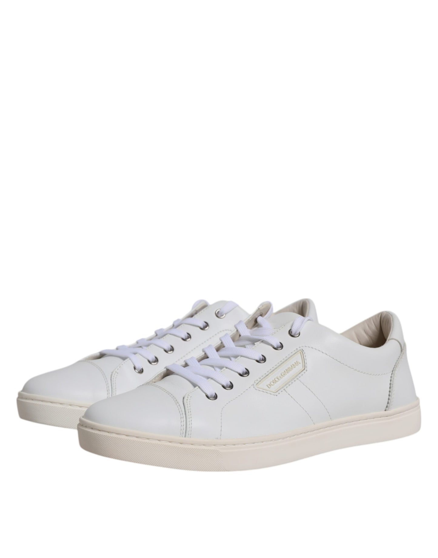 Dolce & Gabbana White Leather Low Top Men Sneakers Shoes EU43 / US10