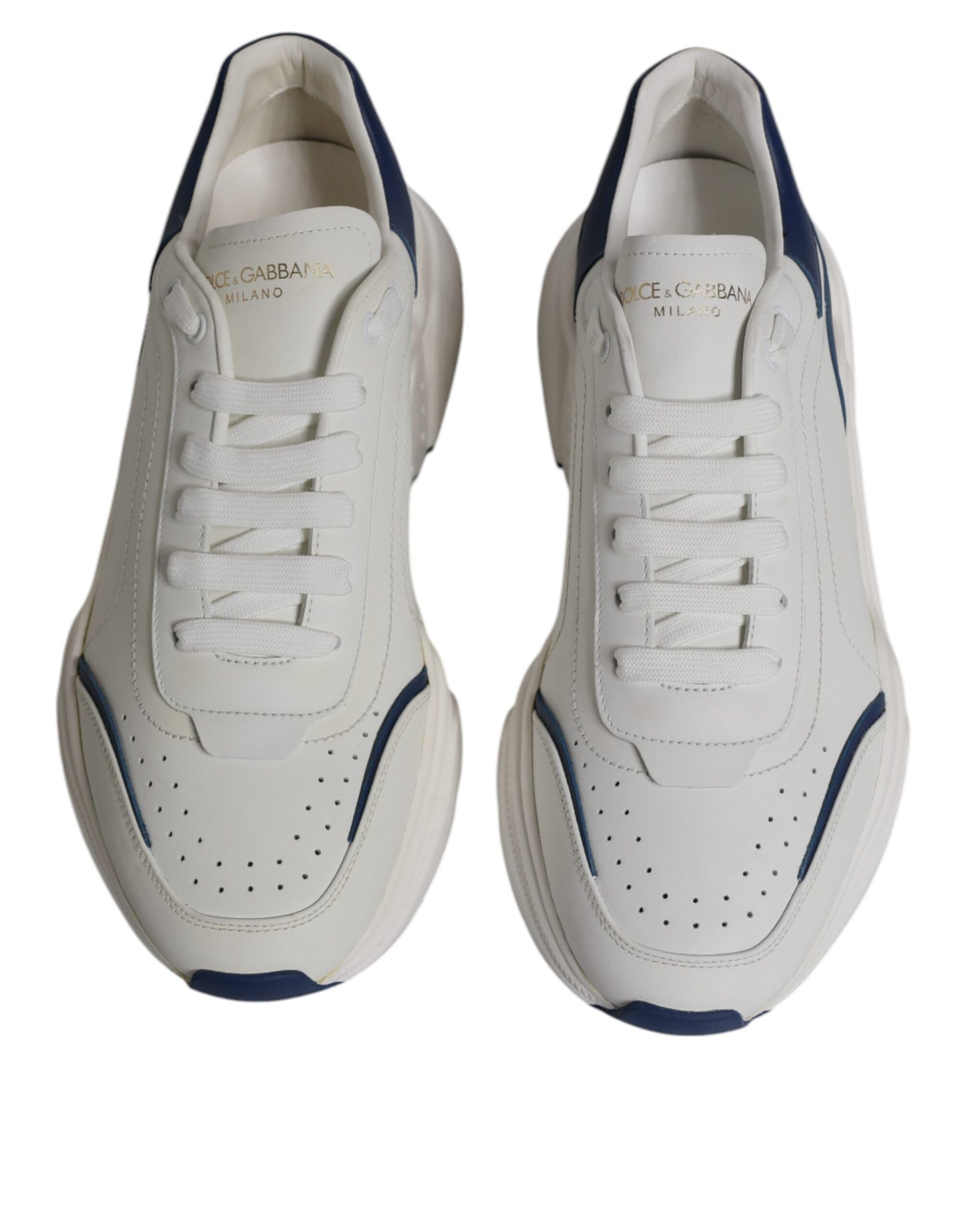 Dolce & Gabbana White Blue DAYMASTER Leather Sneakers Shoes EU44 / US11