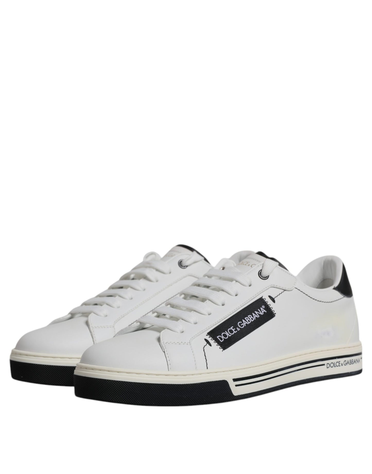 Dolce & Gabbana White Leather Low Top Men Sneakers Shoes EU41 / US8