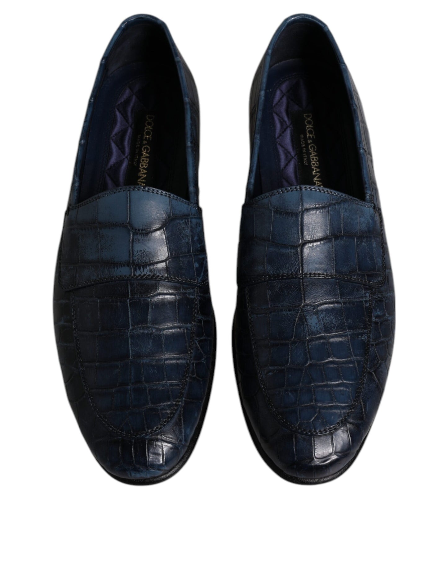 Dolce & Gabbana Blue Exotic Leather Moccasin Slip On Shoes EU42 / US9