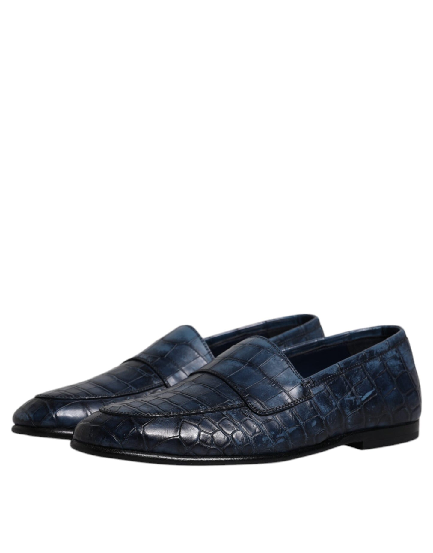 Dolce & Gabbana Blue Exotic Leather Moccasin Slip On Shoes EU42 / US9