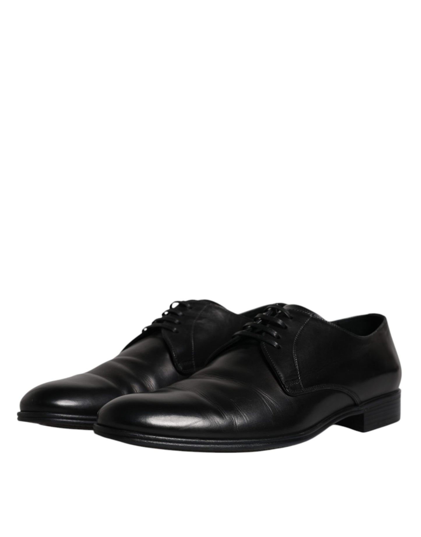 Dolce & Gabbana Black Leather Lace Up Men Derby Formal Shoes EU42 / US9