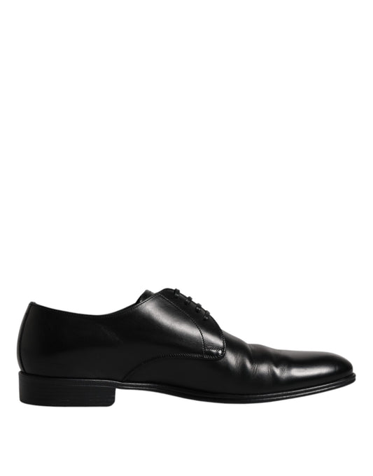 Dolce & Gabbana Black Leather Lace Up Men Derby Formal Shoes EU42 / US9