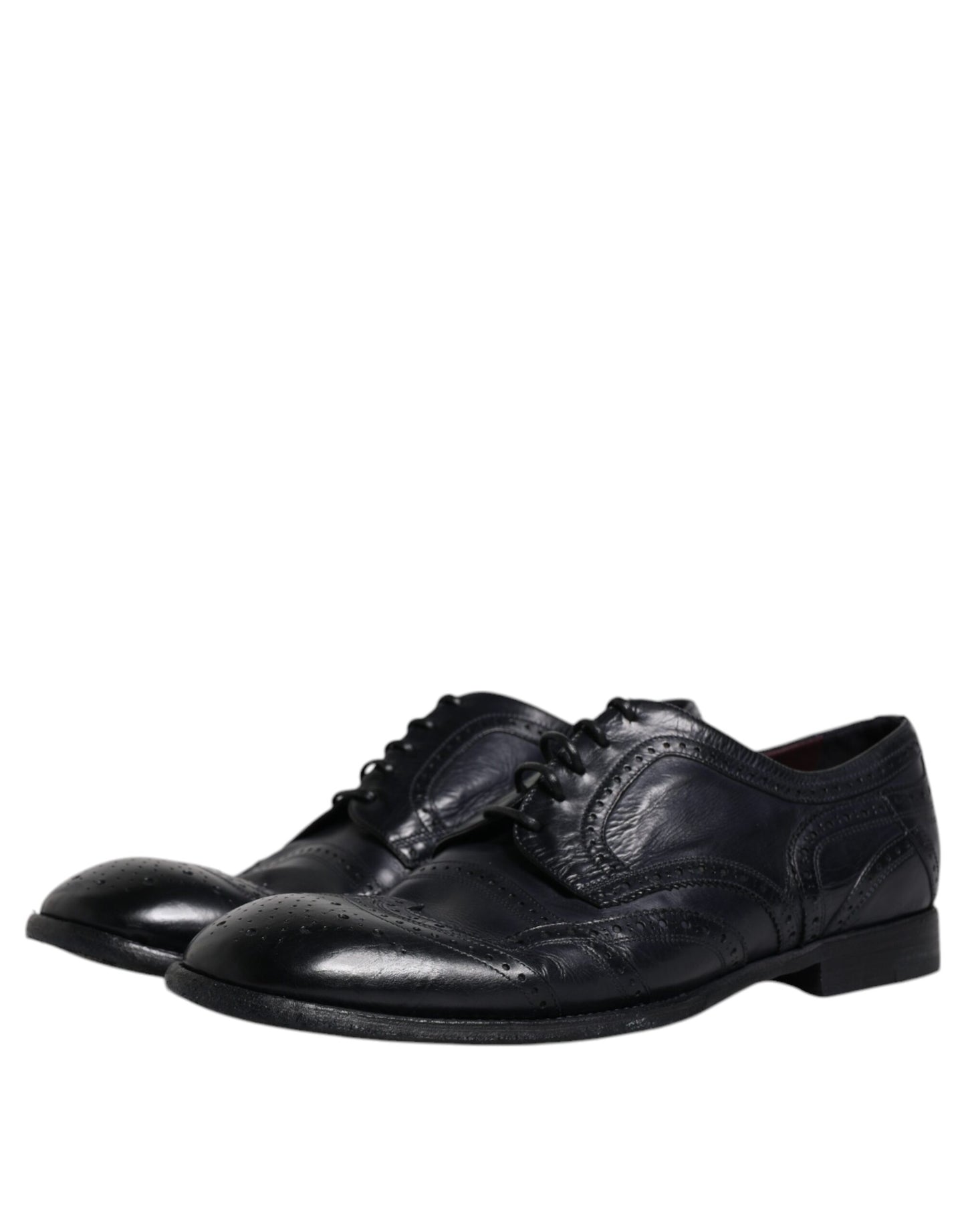 Dolce & Gabbana Blue Leather Derby Wingtip Formal Shoes EU44 / US11