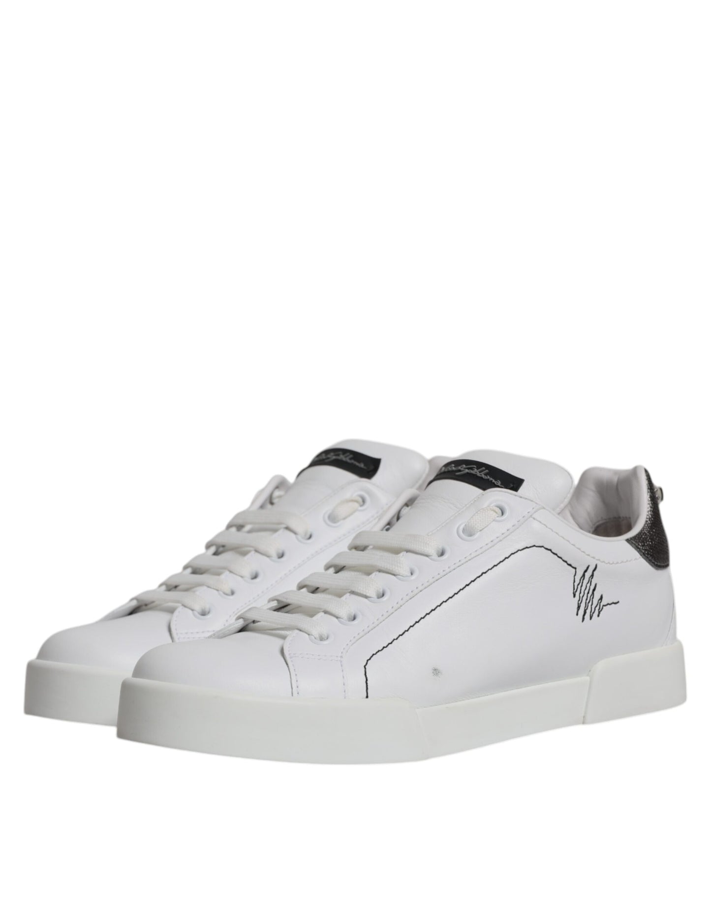 Dolce & Gabbana White Silver Leather Low Top Men Sneakers Shoes EU39 / US6