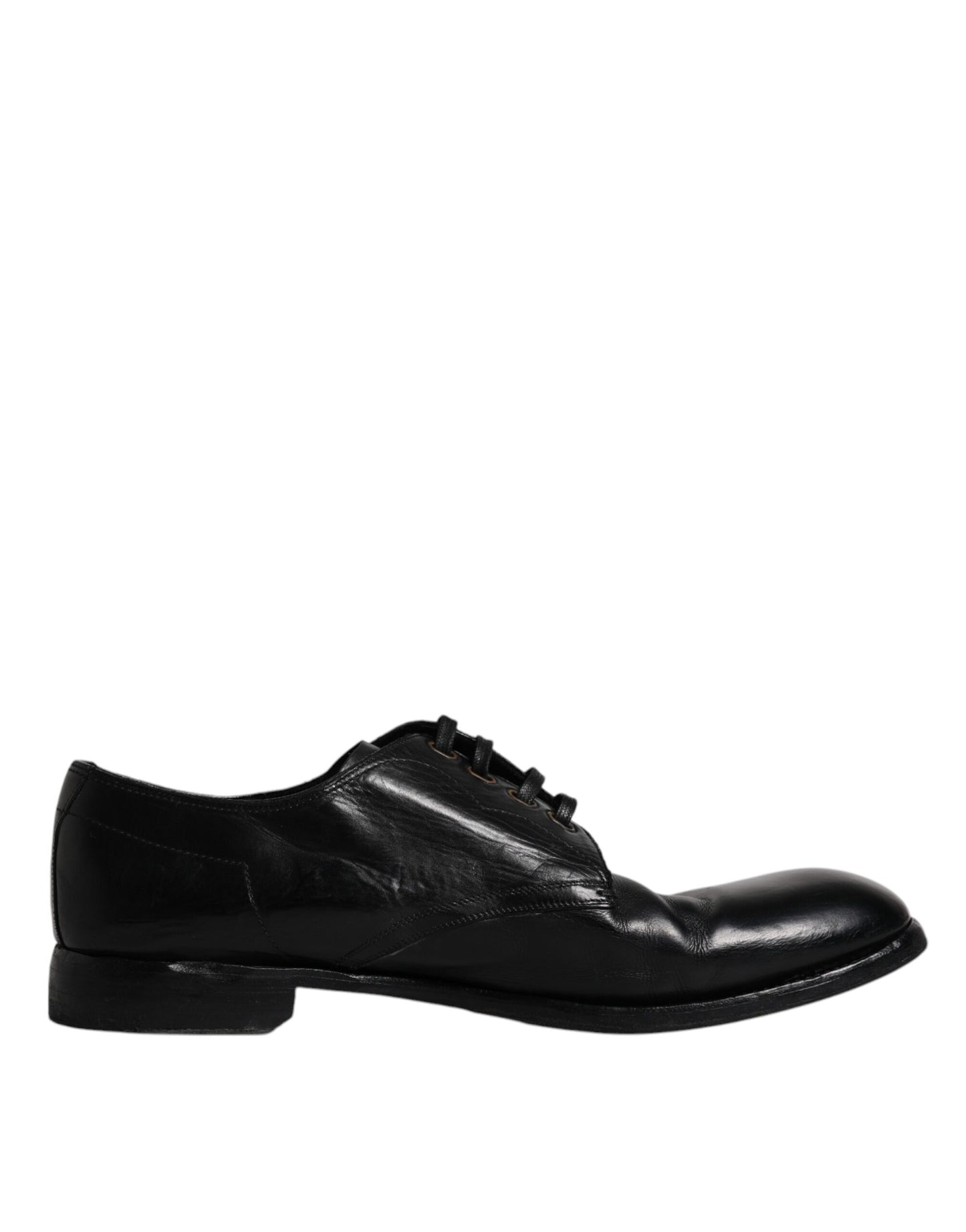 Dolce & Gabbana Black Leather Derby Formal Men Dress Shoes EU45 / US12