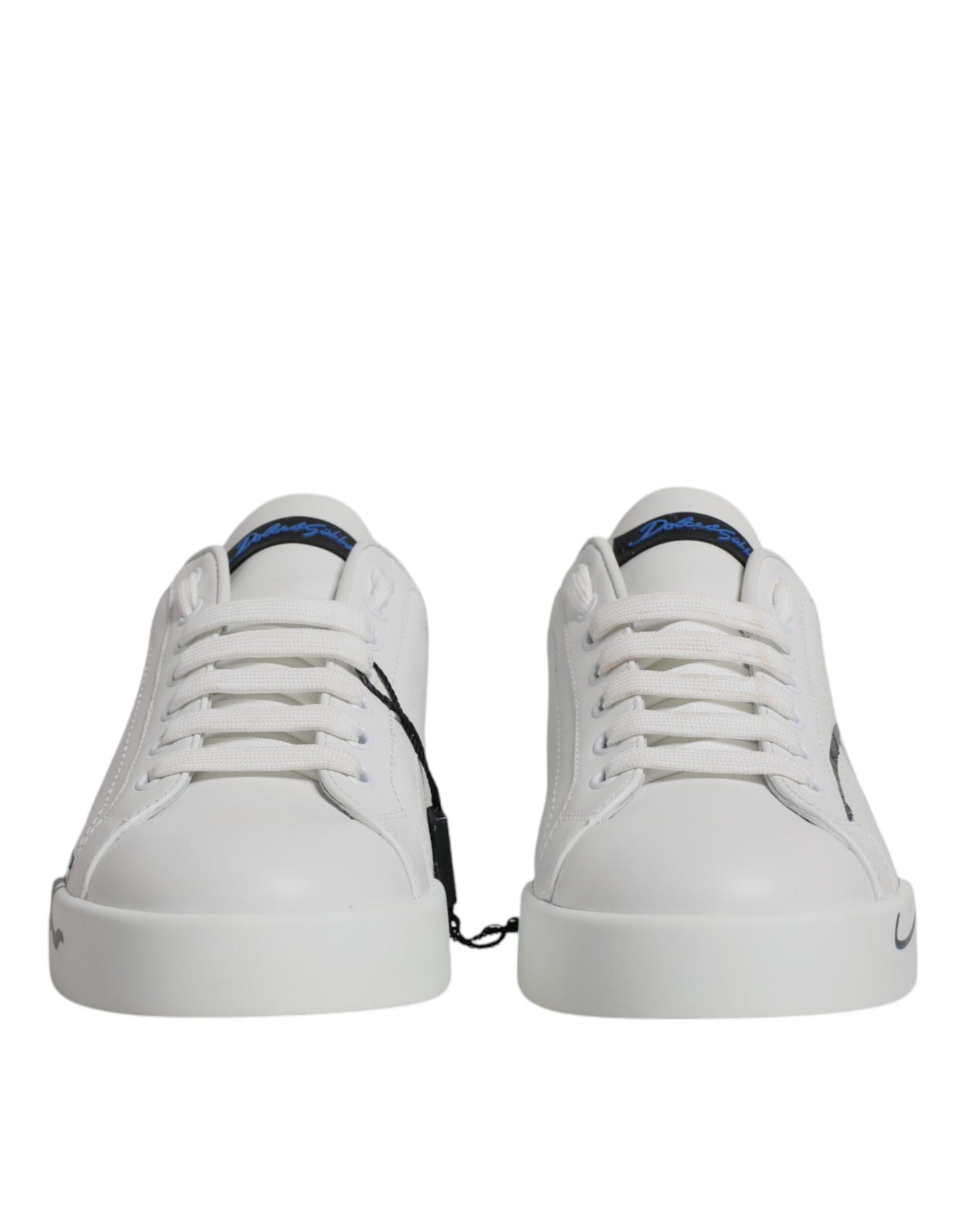 Dolce & Gabbana White Blue Portofino Low Top Sneakers Shoes EU40 / US7