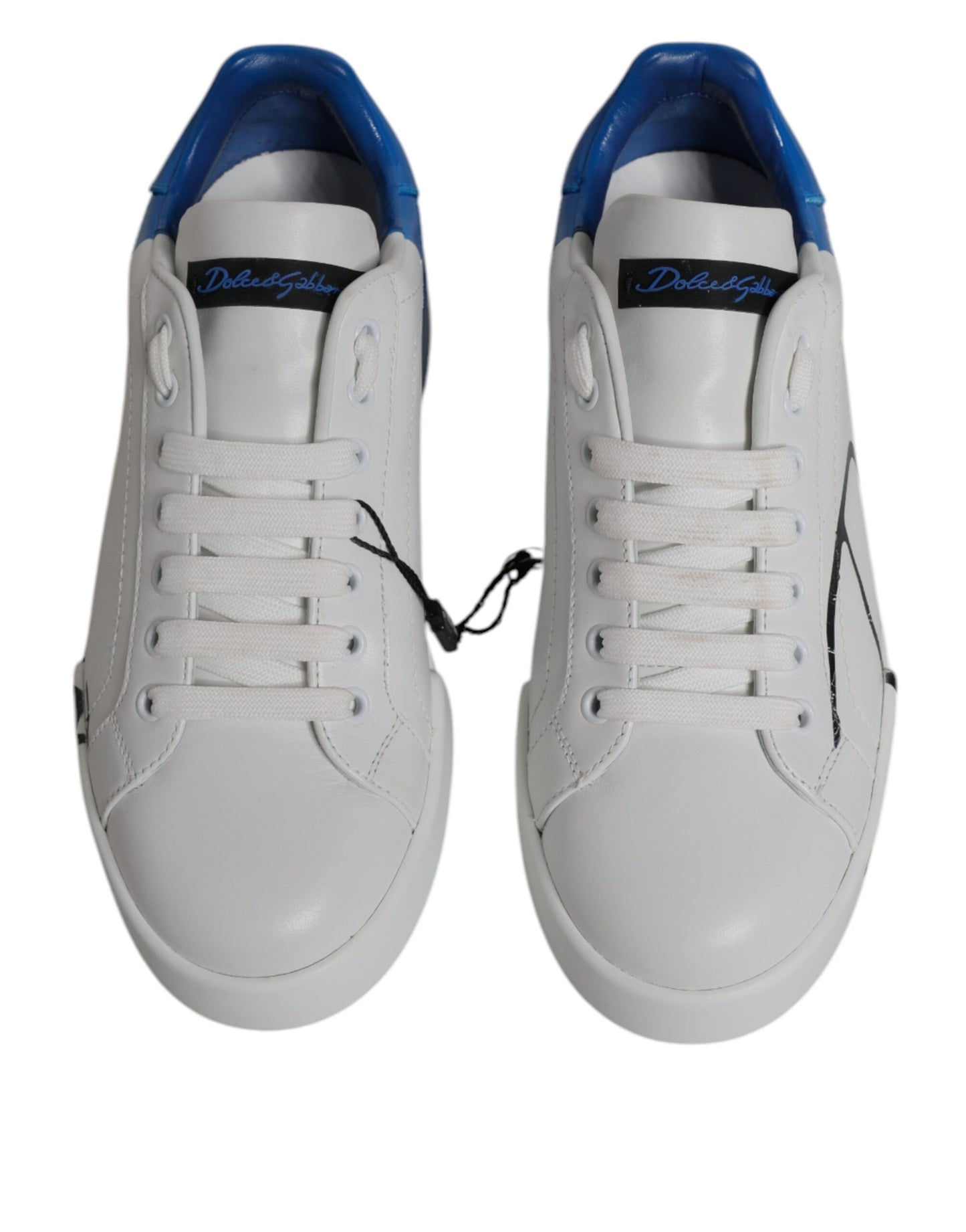 Dolce & Gabbana White Blue Portofino Low Top Sneakers Shoes EU40 / US7