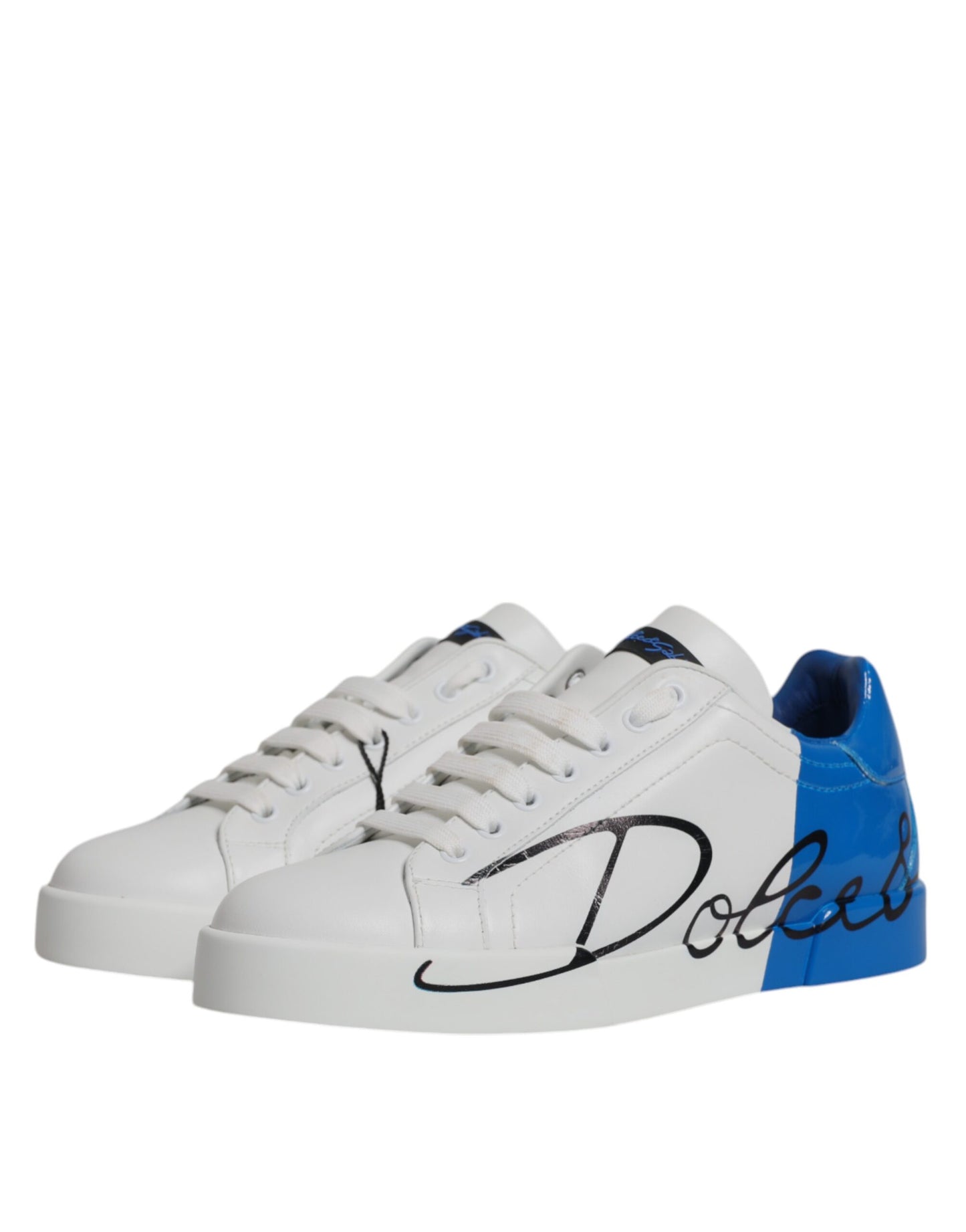 Dolce & Gabbana White Blue Portofino Low Top Sneakers Shoes EU40 / US7