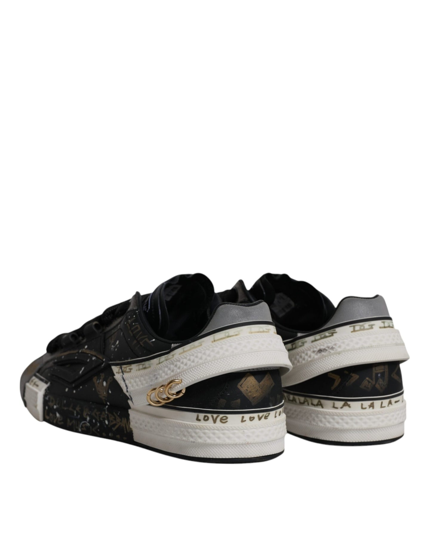 Dolce & Gabbana Black White Portofino Low Top Sneakers Shoes EU44 / US11