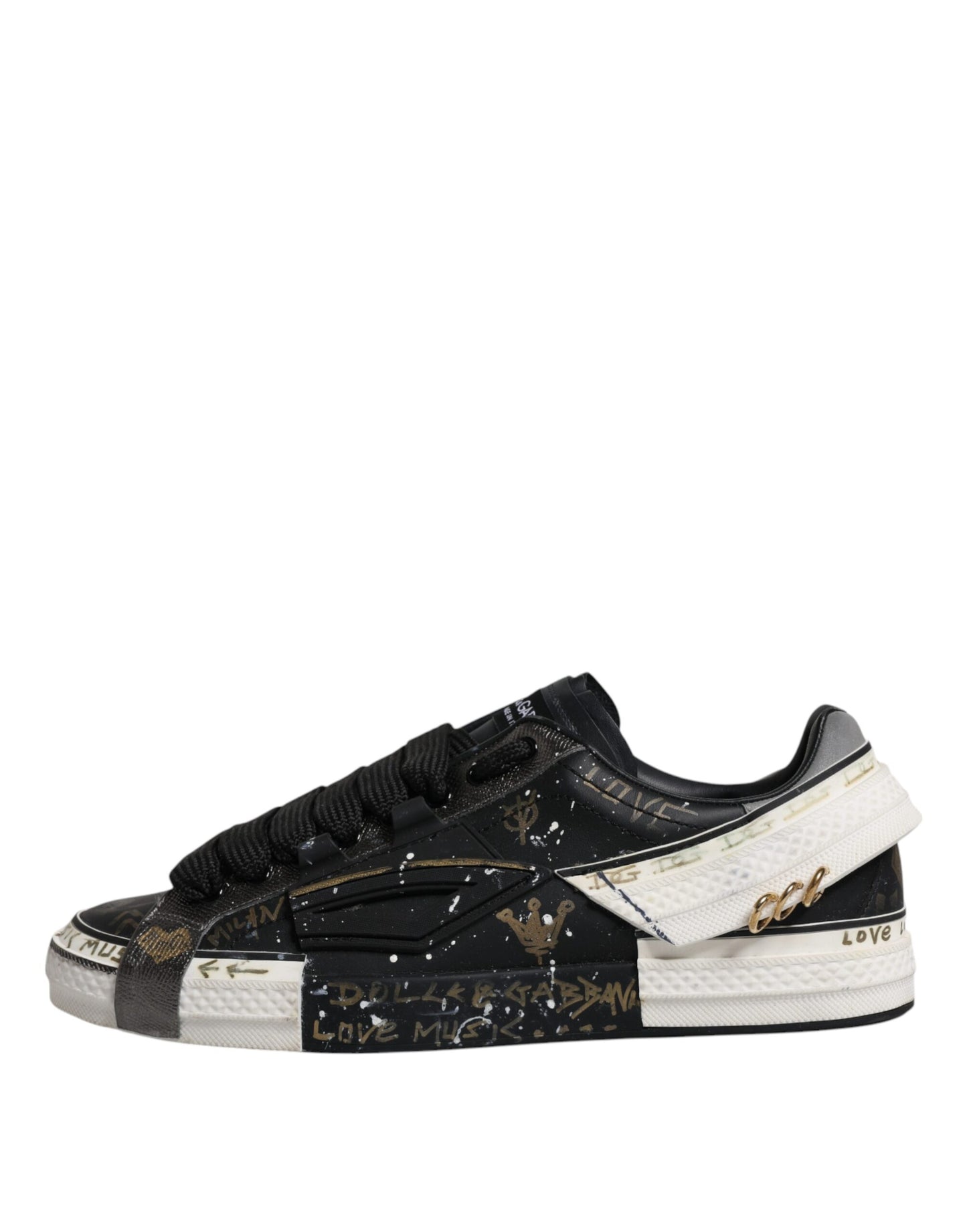 Dolce & Gabbana Black White Portofino Low Top Sneakers Shoes EU44 / US11