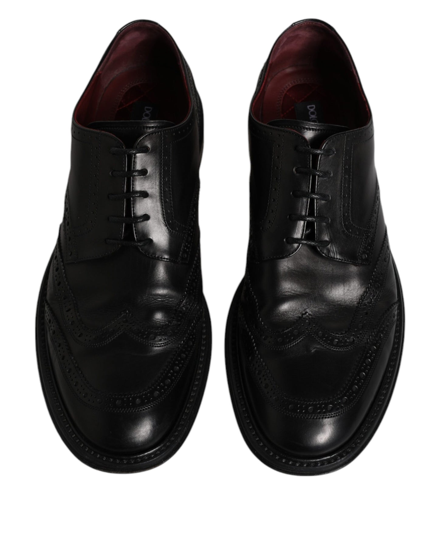 Dolce & Gabbana Black Leather Derby Wingtip Formal Shoes EU44 / US11