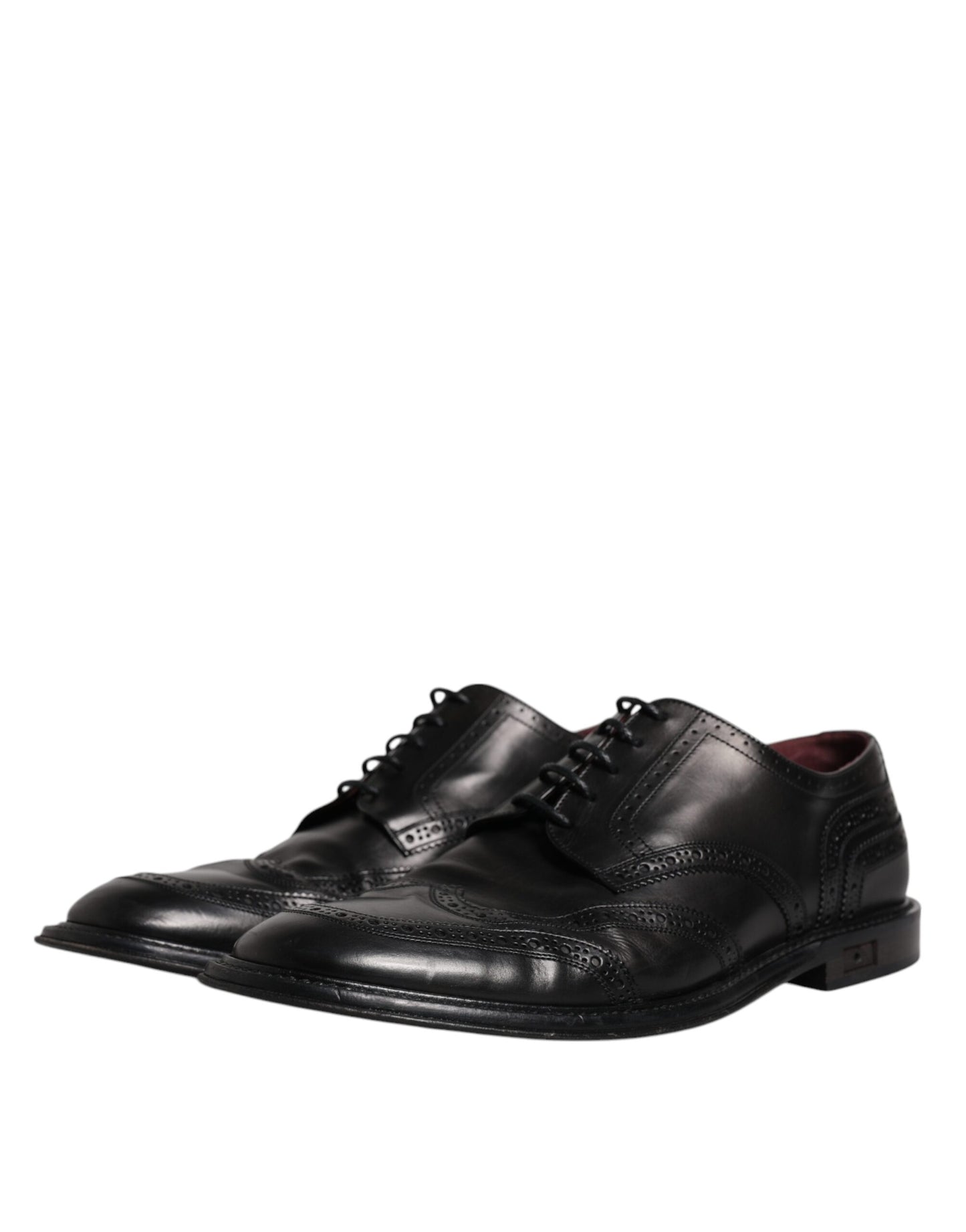 Dolce & Gabbana Black Leather Derby Wingtip Formal Shoes EU44 / US11