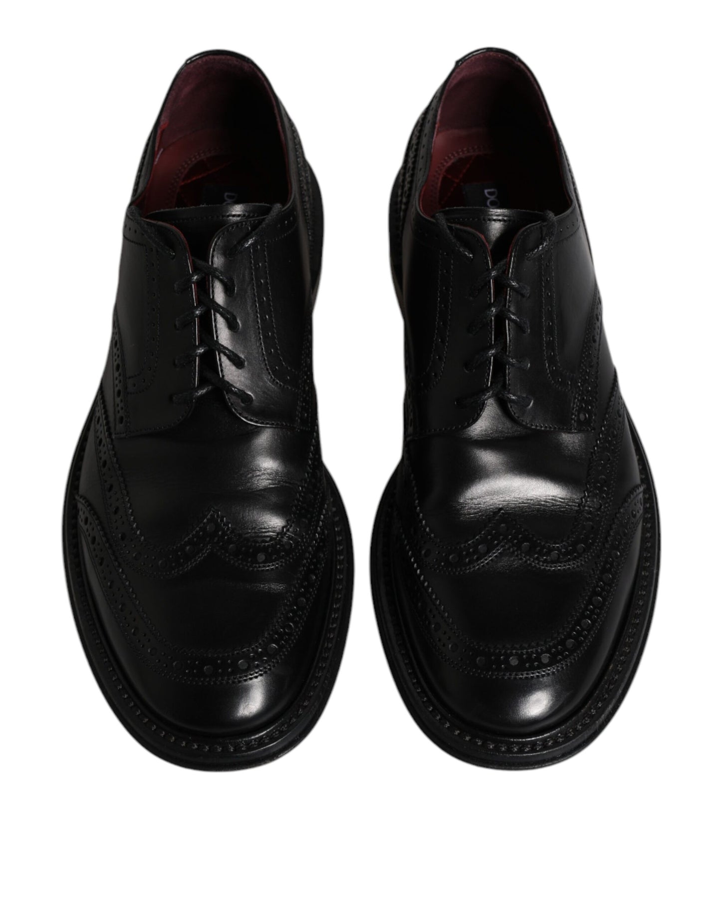 Dolce & Gabbana Black Leather Derby Wingtip Formal Shoes EU41 / US8