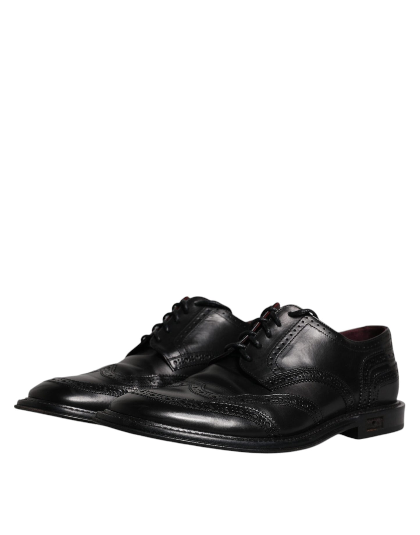 Dolce & Gabbana Black Leather Derby Wingtip Formal Shoes EU41 / US8