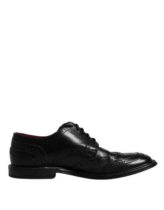 Dolce & Gabbana Black Leather Derby Wingtip Formal Shoes EU41 / US8