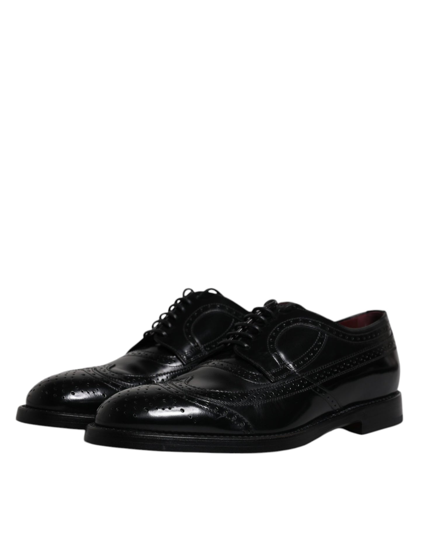 Dolce & Gabbana Black Leather Derby Wingtip Formal Shoes EU43 / US10