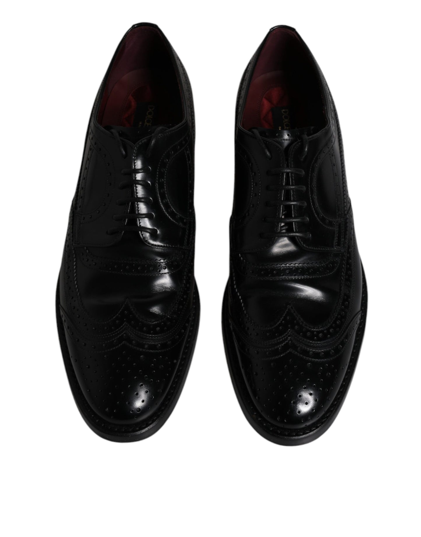 Dolce & Gabbana Black Leather Derby Wingtip Formal Shoes EU43 / US10