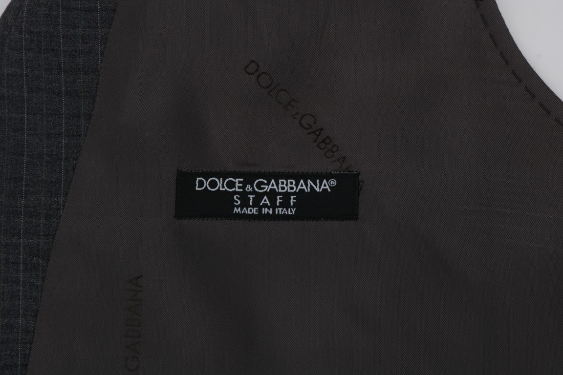 Dolce & Gabbana Elegant Striped Gray Waistcoat Vest IT50 / L