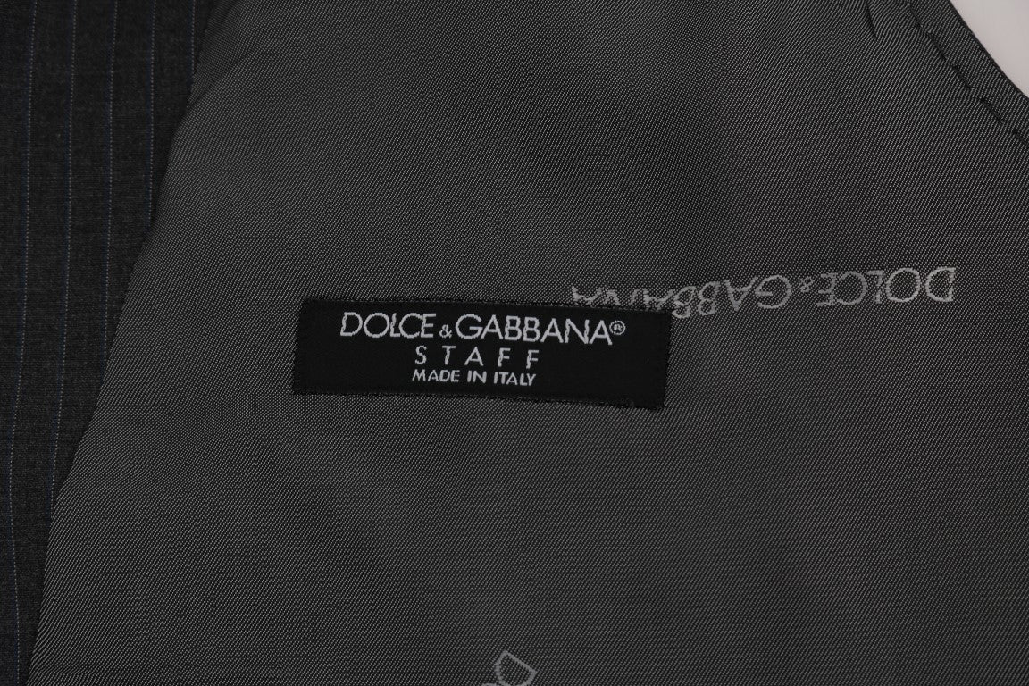 Dolce & Gabbana Elegant Gray Striped Waistcoat  Vest IT50 / L