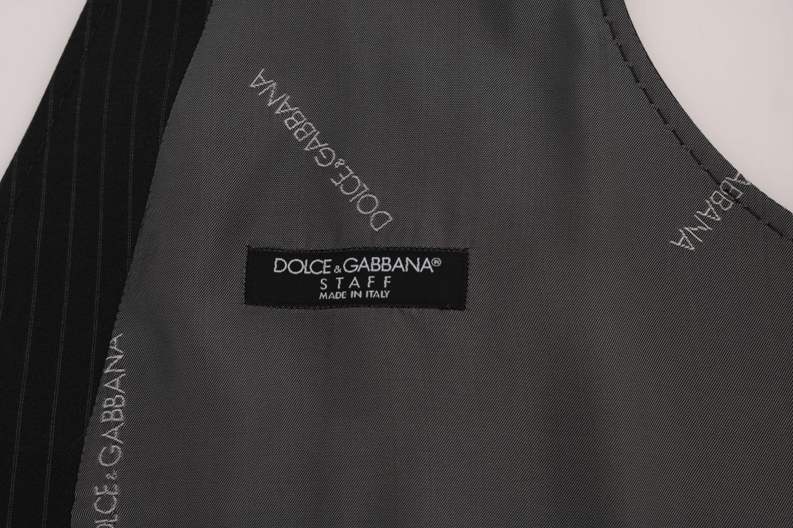 Dolce & Gabbana Elegant Striped Gray Waistcoat Vest IT50 / L