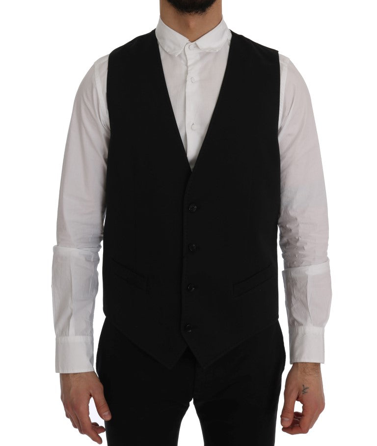 Dolce & Gabbana Sleek Black Single-Breasted Waistcoat IT52 / XL