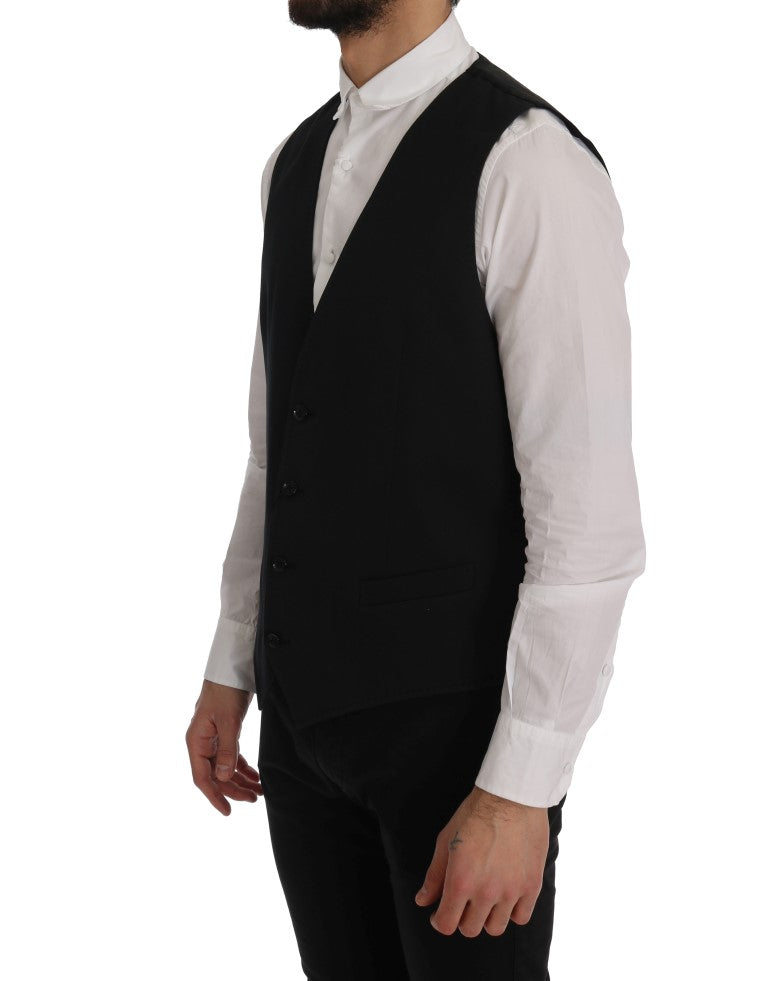 Dolce & Gabbana Sleek Black Single-Breasted Waistcoat IT52 / XL