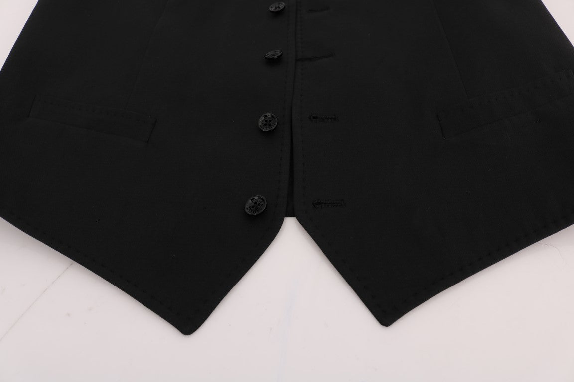 Dolce & Gabbana Sleek Black Single-Breasted Waistcoat IT52 / XL