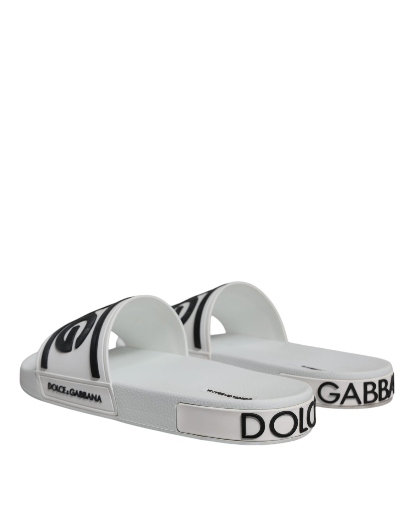 Dolce & Gabbana White Black Sandals Rubber Beachwear Shoes EU46 / US13