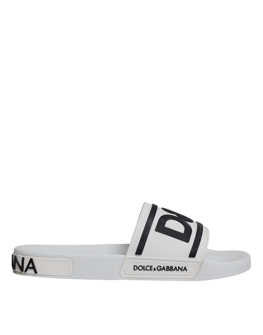 Dolce & Gabbana White Black Sandals Rubber Beachwear Shoes EU46 / US13