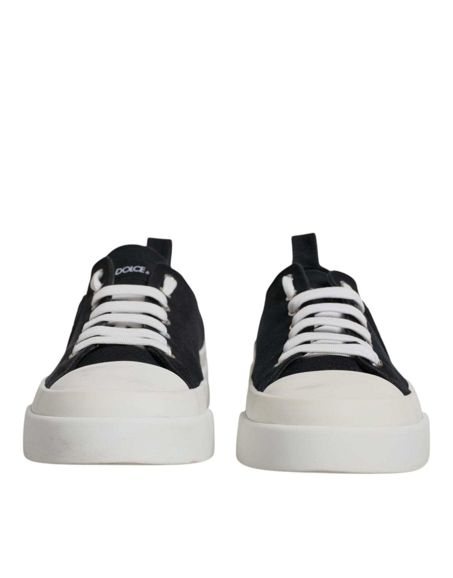 Dolce & Gabbana Black White Canvas Low Top Sneakers Shoes EU44.5 / US11.5