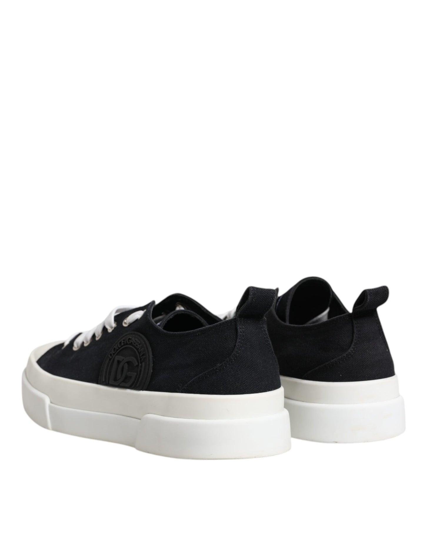 Dolce & Gabbana Black White Canvas Low Top Sneakers Shoes EU44.5 / US11.5