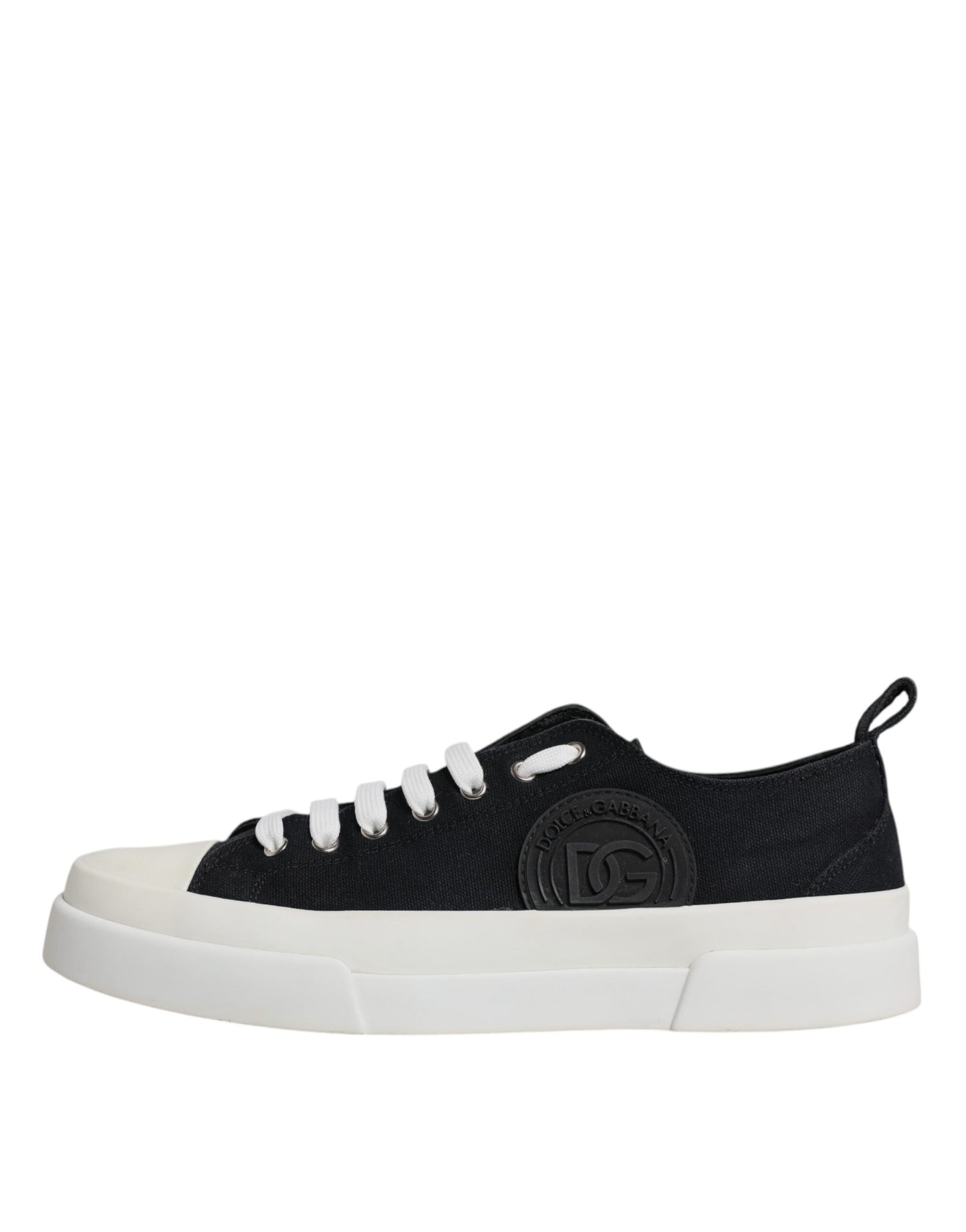 Dolce & Gabbana Black White Canvas Low Top Sneakers Shoes EU44.5 / US11.5