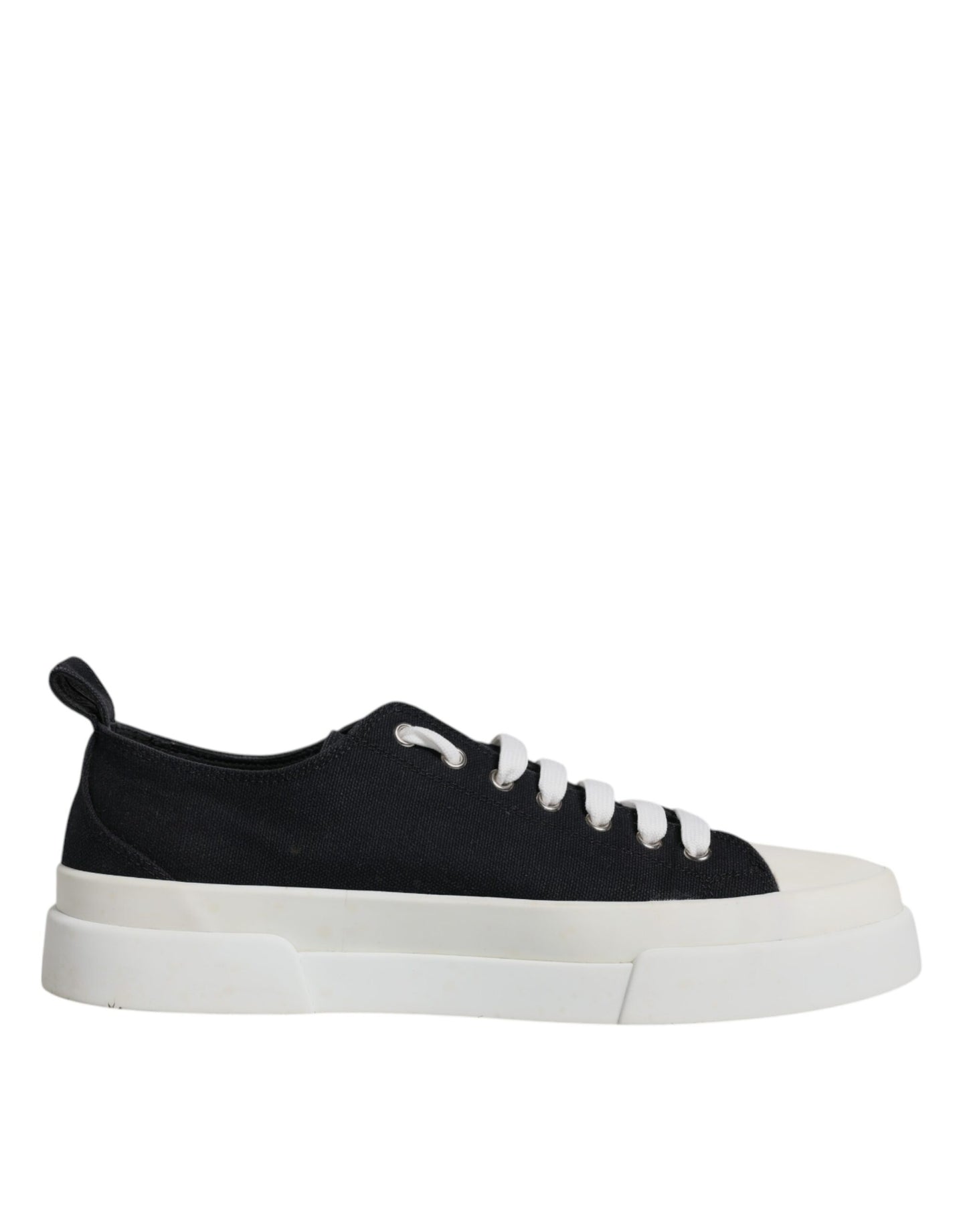 Dolce & Gabbana Black White Canvas Low Top Sneakers Shoes EU44.5 / US11.5