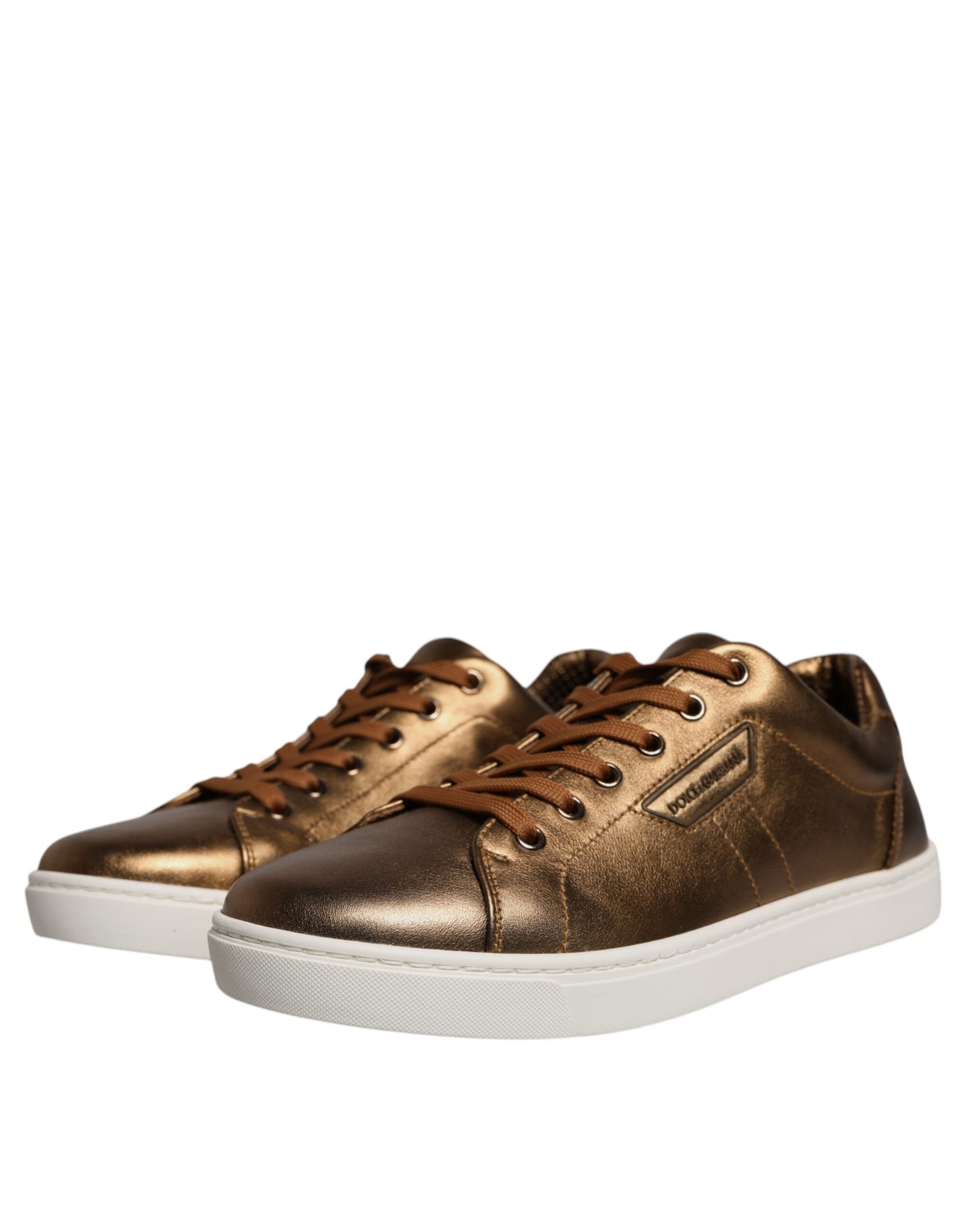 Dolce & Gabbana Gold Leather Logo London Men Sneaker Shoes EU40.5 / US7.5