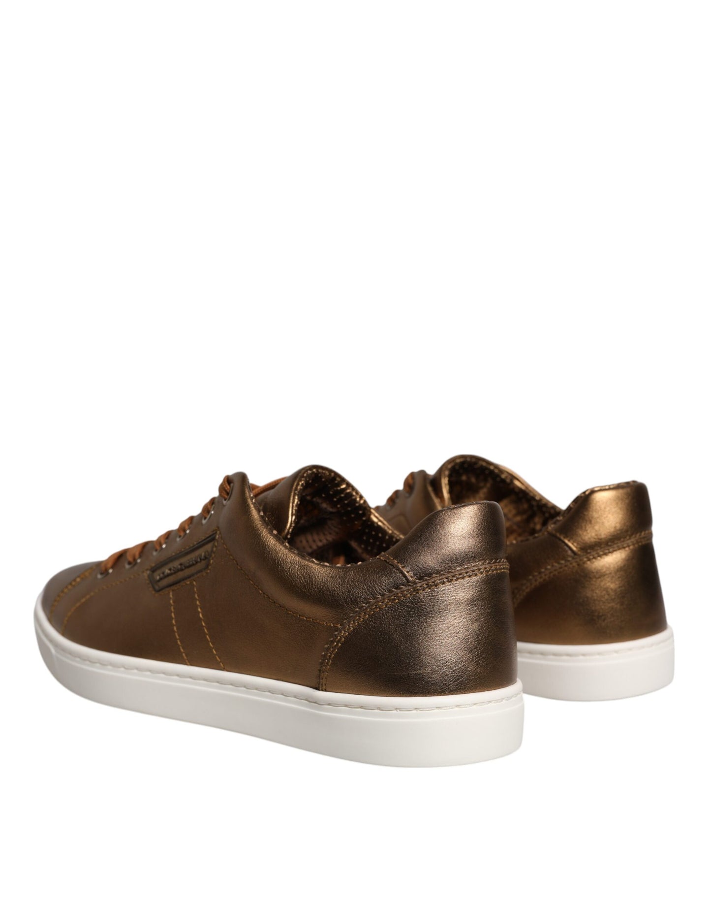 Dolce & Gabbana Gold Leather Logo London Men Sneaker Shoes EU40.5 / US7.5